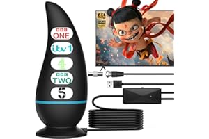 YSLYUIU 2025 Indoor TV Aerial for Smart TV for Local Channels,TV Ariels Indoor for Long Range Reception,Freeview Aerial for Easy Installation and All Smart/Old TVs,Digital Antenna Supports 4K 1080P HD(Black)