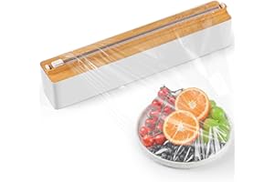 Quasziwa Derouleur Film Alimentaire Magnétique - Distributeur Papier Aluminium et Film avec Lames Tranchantes - Coupeur Mural Amélioré, Distributeur Film Alimentaire Pour Tiroirs de Cuisine, Blanc