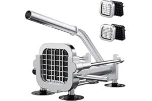 Eascandy Coupe-frites professionnel, Trancheuse à pommes de terre en acier inoxydable 12,7 mm et 9,5 mm, Coupe-pommes de terre robuste pour patates douces, carottes, ignames et concombres.