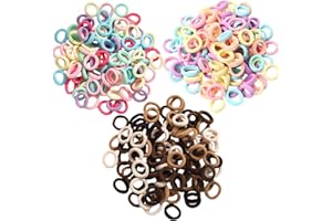 Cosyhav 300pcs Baby Hair Bands, Macaron Colours Hair Bands for Girls, Durable Non Slip Toddlers Bobbles for Baby, Kids Toddlers Girls(Macaroon,Candy Colour,Coffee)