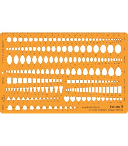 Bocianelli Sieraden Art Craft Ontwerp Tekening Opstellen Sjabloon Stencil - Edelsteen Hart Peer Vierkant Baguette Hart Triljoen Driehoek Achthoek