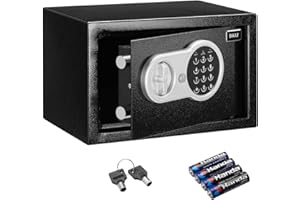 Bakaji Cassaforte a Muro Numerica Digitale 31 x 20 x 20 cm Cassetta di Sicurezza Elettronica Casa Albergo Hotel Safe + 4 x AA Batterie e Chiavi di Emergenza (Nero)