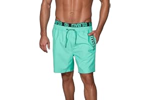 riverso Badehose Herren Regular Fit RIVBobby Kurze Hosen Badeshorts Schwimmhose Shorts Schnelltrocknend Print Elastischer Bund Schwarz Grün Orange Rot Blau S M L XL XXL 3XL 4XL 5XL