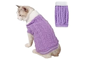FADCAER lila Katze Hund Pullover Winter Hundepullover Kleine Hunde Weiche Strickpullover Warm Mantel Haustier für Bulldogge Dackel Mops Chihuahua Hundekostüm für Kleine Mittelgroße Hunde und Katzen (M, Lila)