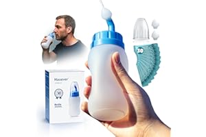MAOEVER Neti Pot Sinus Rinse Squeeze Bottle Nose Wash Cleaner Pressure Rinse Nasal Irrigation for Adult & Kid BPA Free 300 ML with 30 Nasal Wash Salt Packets(Blue)