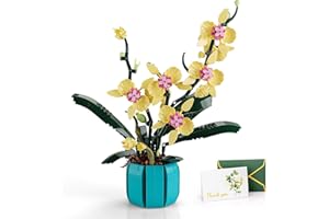 URGEAR Orquídea Bloques Construcción 811 pcs con Membrete y Pétalos Itercambiables para Adultos, Arquitectura Decoración Habitaciones Plantas Atificiales Regalo de Cumpleaños