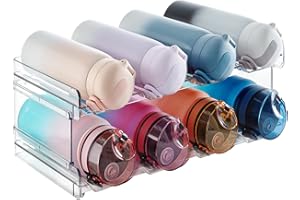 Lifewit Stackable Water Bottle Organiser for Cupboard, Freezer, Pantry, Plastic Cup Holder, Bottle Storage, Wine Racks for Kitchen Tabletop, Office - Pack of 2, Each Rack Holds 4 Containers