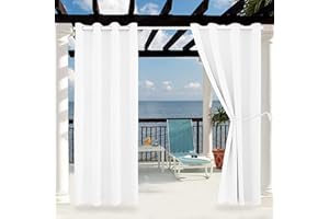 DIVA EN CAMINO DEC Waterproof Outdoor Curtain W52 x L84 - Grommet Top Sunlight Blocking Window Treatment Drapes Blackout Curtains for Home Bedroom Living Room Outdoor Patio Porch Pergola Cabana Gazebo (Pure White)