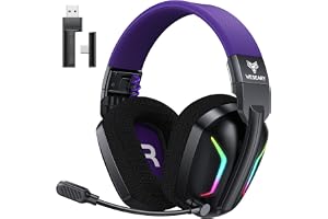 WESEARY Trådlöst spelheadset med mikrofon för PS5, PS4, PC, Switch, , Mac, bärbar dator, 2,4 GHz och Bluetooth-hö