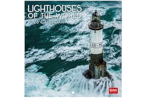 Legami - Calendario de Pared 2026, Lighthouses, Pequeño calendario de Pared, Planificador de 12 Meses y un Año, en 6 Idiomas, Espacio para Notas,Signos del zodiaco, Fiestas Internacionales,18 x 18 cm