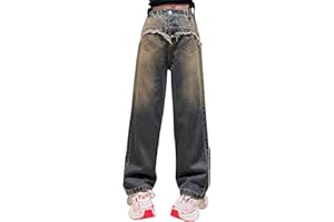 Happy Cherry Baggy Wide Leg Jeans dla dziewcząt, spodnie cargo, nastolatki, vintage, Y2k, dżinsy chłopięce, 120-170 cm