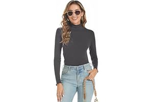 Famrrifuu Maglia Manica Lunga Donna Collo Alto Maglietta Elegante Basic Top Leggero Autunno Inverno Dolcevita T-Shirt