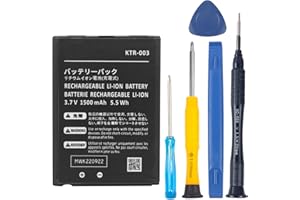 JUBOTY [1500mAh] Capacity KTR-003 Battery for Nintendo New 3DS N3DS Handheld Gaming Console, 3.7V Rechargeable Li-ion New 0 Cycle Internal New Upgrade Battery Replacement with Repair Tool
