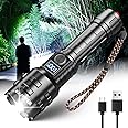 WholeFire Torches LED Super Bright, Rechargeable Torch 20000 lumens, LED Torch Rechargeable XHP70.2, Torch Battery Powered, Powerful Flashlight Torch Zoom for Camping Emergency Gift