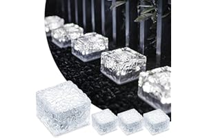 MEDOYOH 4PCS Cool White Light Solar Light PVC Brick, Solar Brick Light On/Off Solar Ponds Lights Outdoor Garden Ornaments for Lawn Path Step Stone Deck Ground Pond, 7x7x5cm