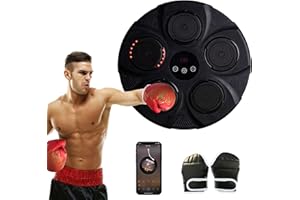 LIFELLERY Machine de Boxe Musicale, Machine de Boxe à Cible Murale de Boxe électronique Musicale Portable avec Gants De Boxe, Liaison Bluetooth, Gestion du Stress Et Le Divertissement en Famille