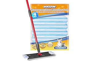 WOKEEPOW 4 Stück für Vileda H2PrO Bodenwischer Ersatzbezug, Entfernt hartnäckigem Schmutz, Maschinenwaschbar Wiederverwendbar Wisch-Mopp Wischpads für Alle Hartböden