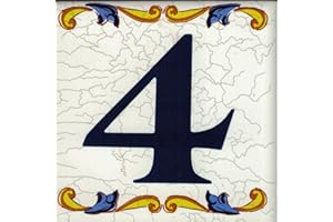 TORO DEL ORO. Números casa. Números y Letras en azulejo. Calca cerámica. Estilo craquelé. Nombres y direcciones. Diseño Craquelé 7,5 x 7,5 cms (4)