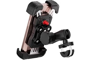 MOTOSIX Soporte Móvil Moto Bici Patinete electrico Scooter ANTIVIBRACIÓN con Doble Sistema Antirrobo Brazo de Ajuste de Metal Úitima TECNOLOGÍA Soporte Móvil para Bicicleta Moto Quad Lock