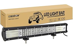 RIGIDON Car Led Light Bar 20 inch 510W, 9D Quad Row 12V 24V for Car Off road Truck SUV UTE ATV 4x4 Tractors Excavator Lighting Flood Spot Combo Beam, Waterproof Driving Work Lamp, 6000K White
