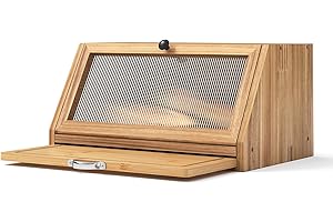 YOUDENOVA Contenitore per pane con tagliere, in legno, per pane, sale e pepe, 39 x 25 x 20 (LxWxH) cm, colore naturale,Pino