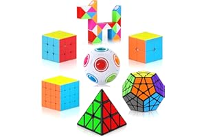 Vdealen Cubo Magico 2x2 3x3 4x4 Piramide Megaminx Snake Rainbow Ball Magic Cube, Lisci Speed Cube Puzzle Cubo di Velocità, Regalo per Bambini Adolescenti Adulti(7 Pacchetto)