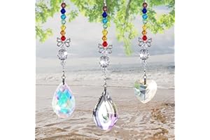 SEASBOES Prisma Colgante, Cuentas de Cristal Transparente, Atrapasol de Cristal Arcoíris Prisma de Bola de Cristal Colgante de Chakra Colgante para Hogar/Ventana/Feng Shui/OficinaDecoración, Juego de 3