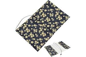 CRASPIRE A5 Book Sleeve Cover 6 Ring Binder Organizer Cloth with Rope Black Flowers Washable Protector Fabric for Notebook Lovers Novel Journal Textbooks Case Diary Decor