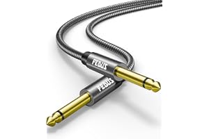 FEDUS 5M Guitar Cable Guitar Jack Cable, Electric Instrument Bass AMP Cord For Electric Guitar, Bass, Piano Keyboard, Mandolin, Amplifier, Speaker, 1/4 Inch Mono Jack 1/4" TS Cord, Grey
