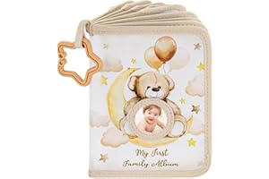 Oaygat Baby's My First Photo Album 17 4x6 Pictures Soft Cloth Photo Album with 2 Mirror Unisex Kids' Personalized Memory Photos Albums for Family Baby Shower Party Toddler Kid Girl