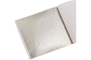 KINNO Silver Leaf Sheets, Antique Silver Leaf Silver Gilding Sheets Silver Leaf Squares for Art and Craft Proejcts,Nail Art,Gilding,Furniture, Makeup,8 x 8.5cm