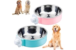 LLHAOVDXAS 2 Pcs Dog Crate Water Bowl Clip on, Crate Water Bowl, 2-In-1 Dog Crate Water Bowl Removable Water Bowl for Dog Crate for Cats And Dogs and Other Small Animals