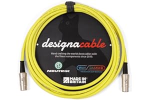 designacable.com 3m - Yellow Flexible Midi Lead - Handmade in the UK using Van Damme XKE Cable & Rean NYS322 5 Pin DINs.
