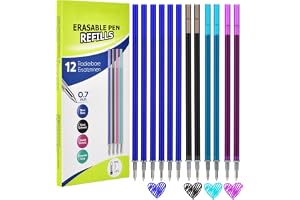 12 Mines Rechange Effaçables Bleues 0,7mm - Compatible Stylos Legami - Hauteur 13cm