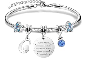 COEROW Braccialetti Delle Donne Con Lettere Iniziali-Regalo Personalizzato Per Buoni Amici,Amicizia Stella Bracciale e Ragazze Braccialetti-Nome Braccialetti Dare Sorella Collega Figlia Gioielli