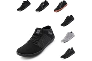 Hitmars Barefoot Running Shoes for Mens Womens Minimalist Zero Drop Shoes Lightweight Trail Running Outdoor Barefoot Trainers Black 3.5-9 UK
