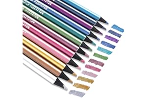 Valicaer 12 kolorowych kolorowych kredek metalicznych dla dorosłych i dzieci, czarne, drewniane kredki, zestaw profesjonalnych kredek do szkicowania, rysowania, kolorowania, szkoły