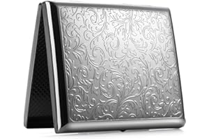 OHAODUO Papierośnica w stylu retro, vintage, metalowa, na 20 papierosów, stal nierdzewna, 20 papierosów, dla mężczyzn i kobiet (tangcao hei)