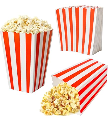 300 Sachets à Popcorn En Papier Rayé Rouge Et Blanc - Rétro, Parfaits Pour Soirées Ciné, Anniversaires, Fêtes