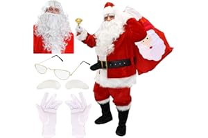 I LOVE FANCY DRESS Deluxe Professional Santa Costume - Father Christmas Suit Fancy Dress Costume - 12 Piece Velour Quality Plus Sized Santa Claus Costume Adults St Nick Plush X-Mas Outfit