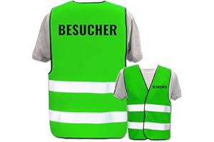 PIXIPRINTS.COM Bedruckte Marken-Warnwesten mit Leuchtstreifen * Standard- o. Reflex-Druck * Baugewerbe, Warnweste Begriffe BAU Gewerbe:Besucher, Farbe + Größe:Neon Grün (XL/XXL)