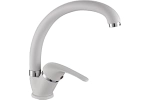 ambrosiana SEI1406WHI Robinet Mélangeur d'évier Cuisine/Buanderie avec Canne Haute série Six en Laiton Couleur Blanc avec Aérateur à Économie d'eau