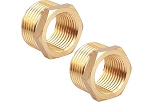 lasuroa 2szt Mosiężny Reduktor Sześciokątny Tuleja, 3/4" NPT Męski do 1/2" NPT Żeński Wytrzymały Gwintowany Złączka Reduktor Adapter do Instalacji Wodociągowych Hydraulicznych i Gazowych