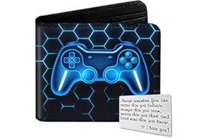 Huuitan Kids Wallet for Boys, Cool Wallets for Teen Son Ages 4 5 6 7 8 9 10 11 12 13 14 15 16, Leather Bifold Purse for Kid, Christmas Birthday Gift for Video Game Gaming Gamer Teenage