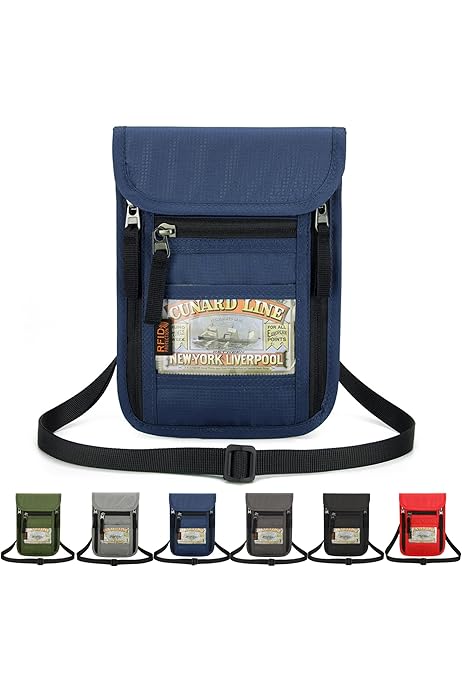 Pochette Tour De Cou Femme NOCHME Pochette Passeport Tour De Cou RFID - Sac Poitrine Voyage Sécurisé Sac Antivol