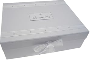 WHITE COTTON CARDS Christening A4 Keepsakes Box (Pearl)