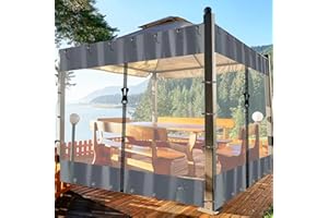 HIDEWALKER Heavy Duty Splicing Tarpaulin Clear PVC Garden & Patio Curtain With Zipper Outdoor Blinds for Pergola, Gazebo & Porch (Grey with Zipper, 3x2 m)