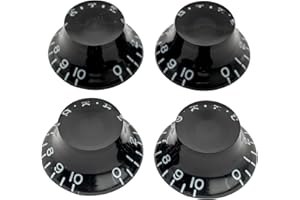 Musiclily Pro Metrische Gitarre Knöpfe Potiknöpfe Top Hat Bell Knobs für Epiphone Les Paul Style E-Gitarre Bass, Schwarz (4er Set)