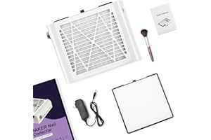 BRANTMAKER Nail Dust Collector with Brush and 2 Filter, Nail Fan Extractor for Salon and Personal Use (White)