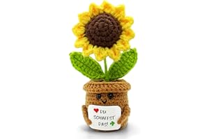 HeDaKang Du Schaffst Das Geschenk Sonnenblumen - Positive Potato Kartoffel Gehäkelte Glücksbringer Abitur Prüfung Zeugnis Viel Glück Gute Besserung Genesungsgeschenke Get Well Soon Wohndeko Figuren